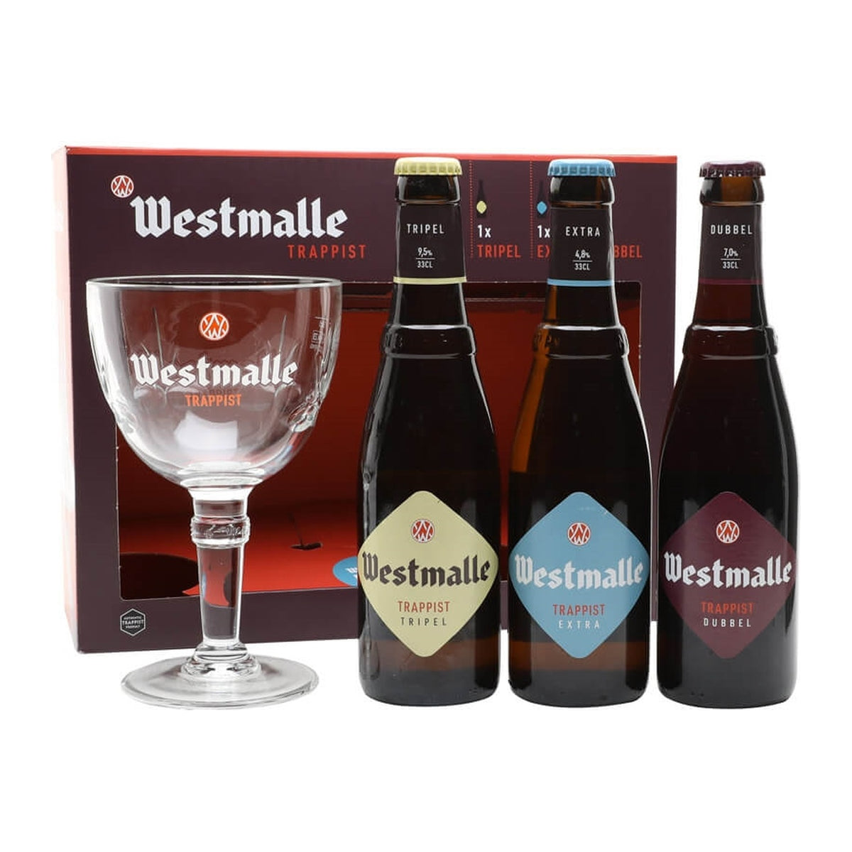 Westmalle Trinity Gift Pack with Glass - 3 x 330ml Bottle