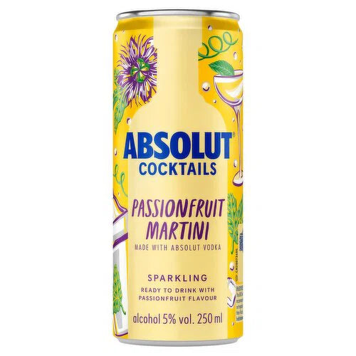 Absolut Passionfruit Martini 25cl Can - Short Dated - BBF 26/8/26