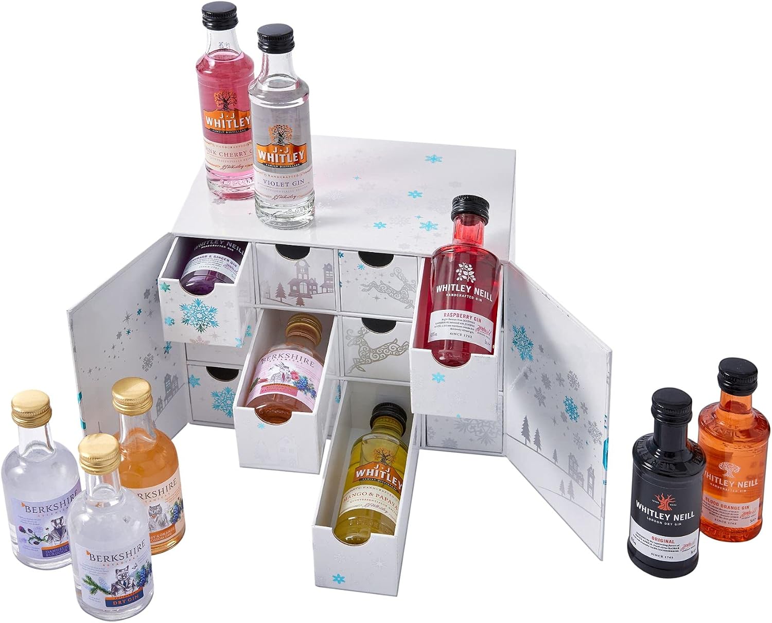 12 Gin Selection Box 12 x 5cl Miniatures "Let The Season Be-Gin"