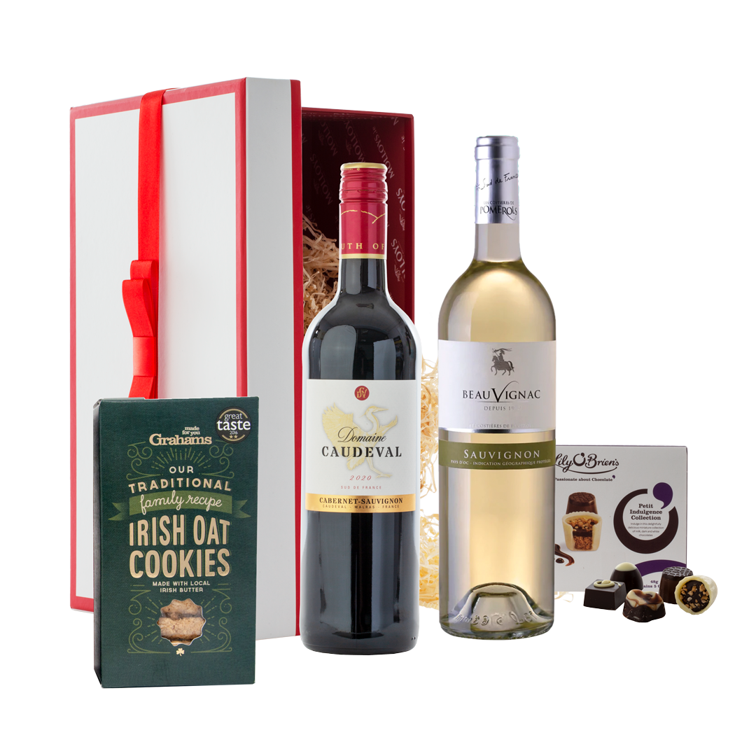 Ivy Hamper - Red & White Wine with Irish Chocolates and Cookies