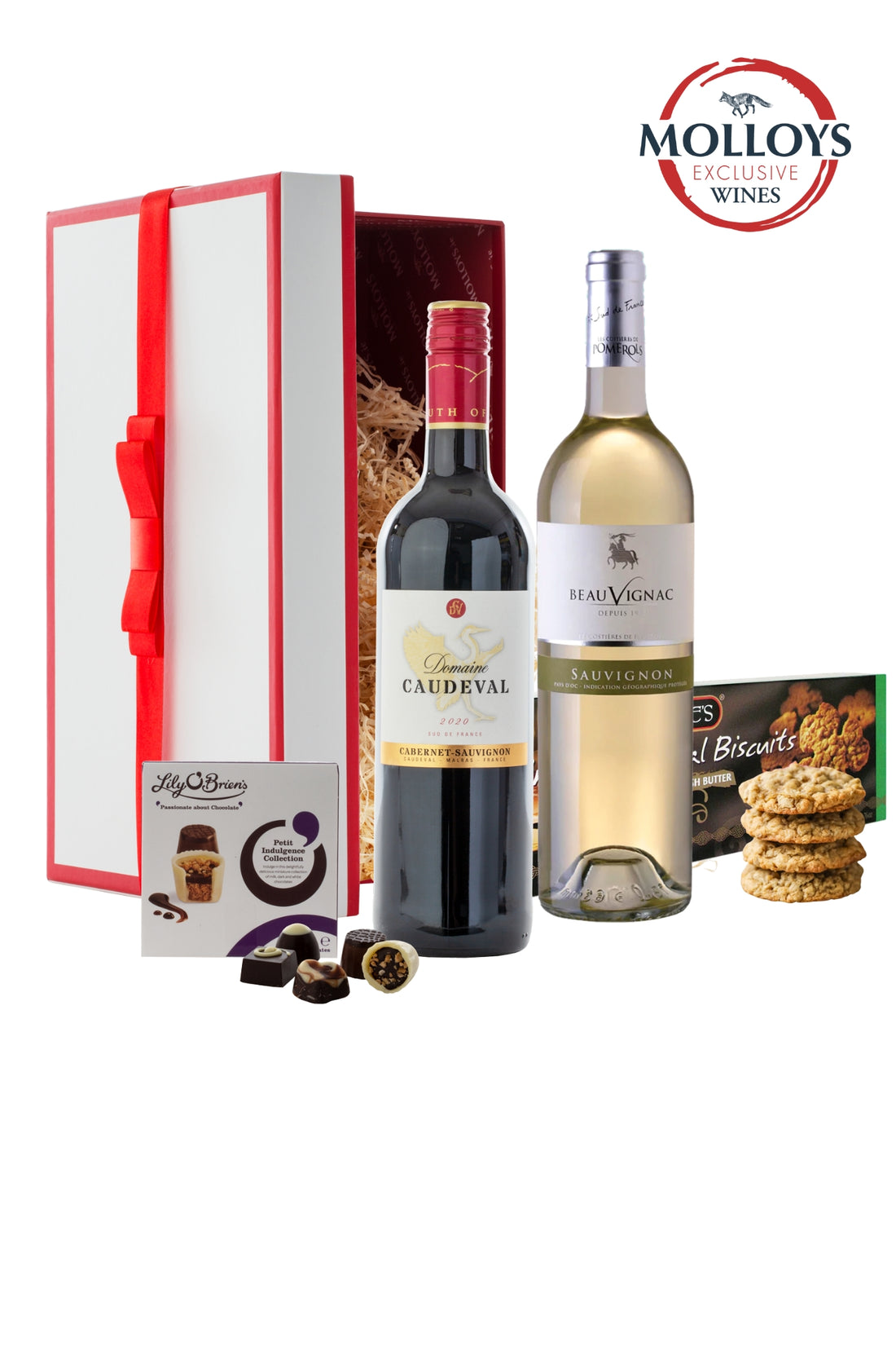 Ivy Hamper - Red &amp; White Wine with Irish Chocolates and Cookies - Pre-Order