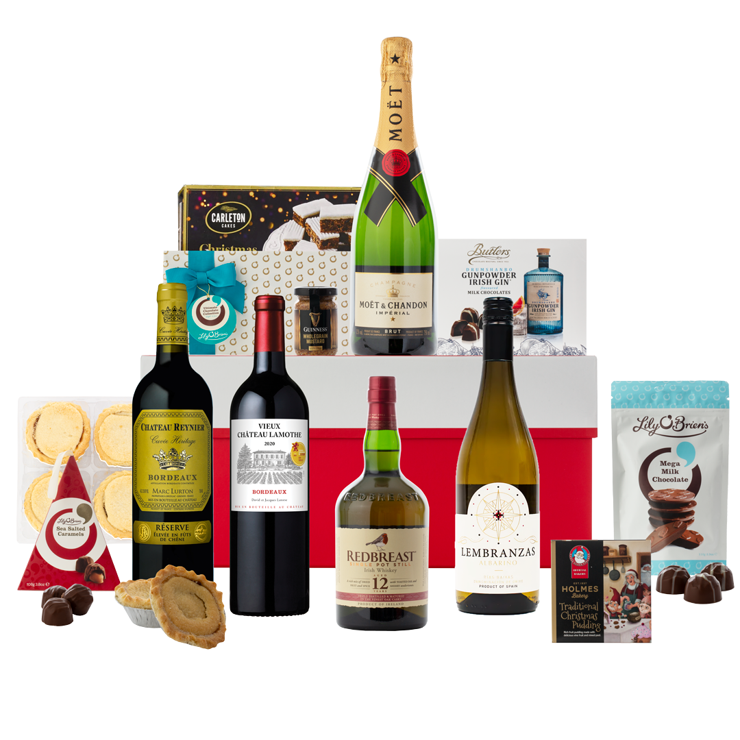 Sapphire Christmas Hamper – Champagne, Bordeaux, Redbreast 12 & Treats