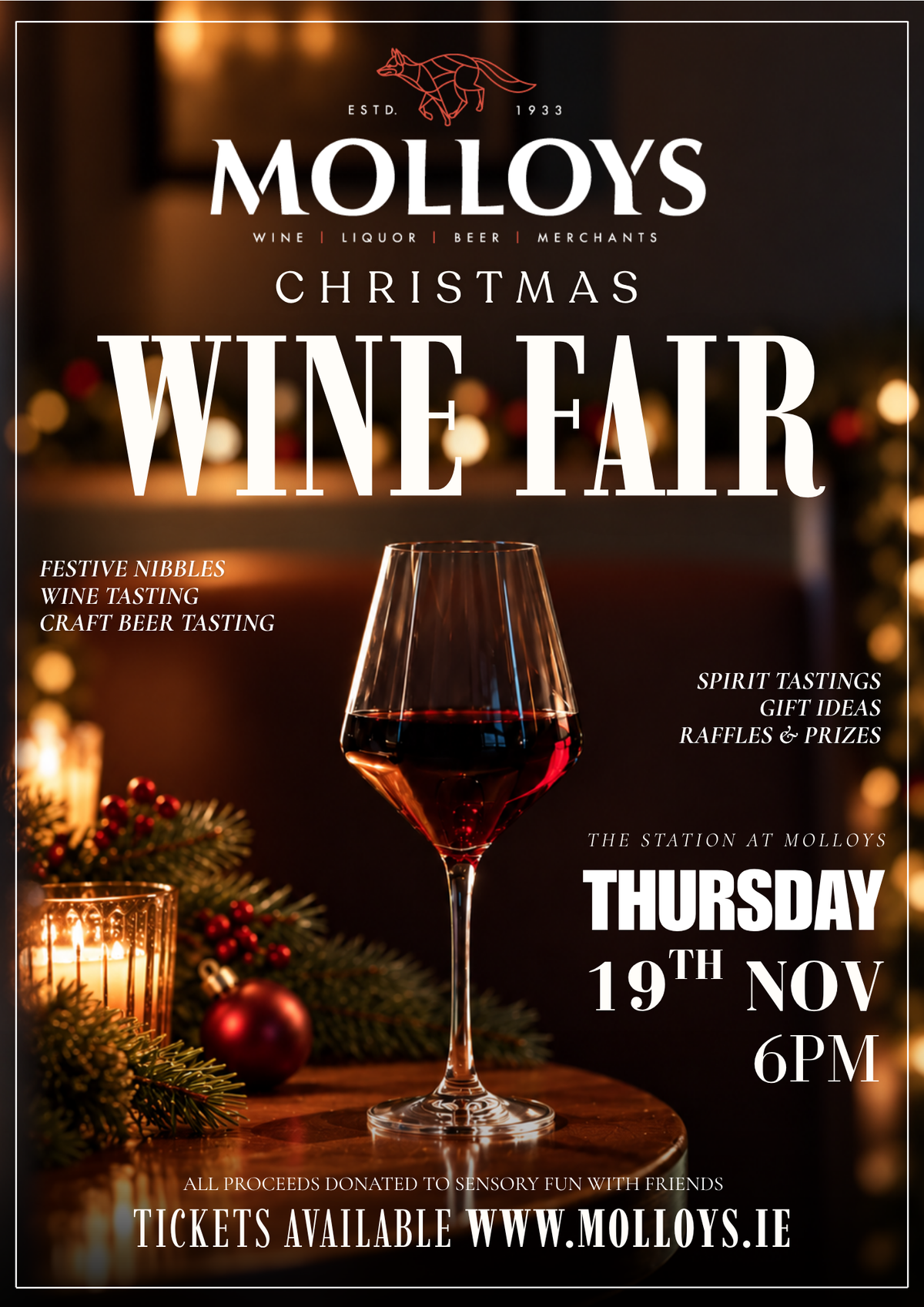 Molloys Christmas Wine Fair - In aid of Sensory Fun with Friends -2026 - Early Bird Ticket