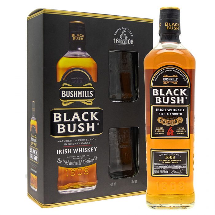 Bushmills Black Bush 70cl 2 Glass Gift Set