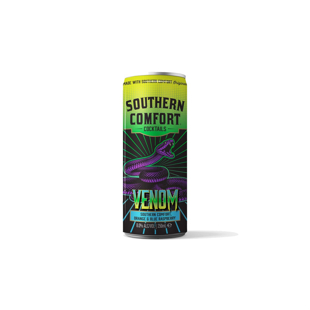 Southern Comfort Venom Orange &amp; Blue Raspberry 25cl Can 8%