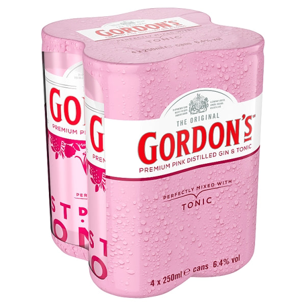 Gordons Pink Gin & Liquor Cocktail Drink Ready 4 - Stores Tonic - to 250ml Pack Molloys