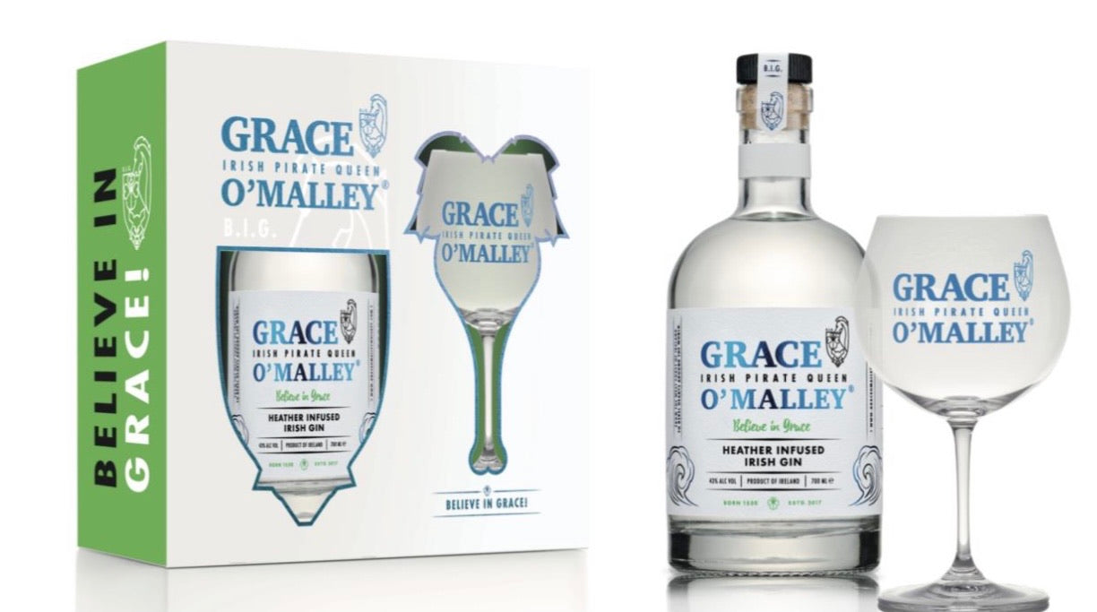 Grace O'Malley Gin 70cl Glass Pack